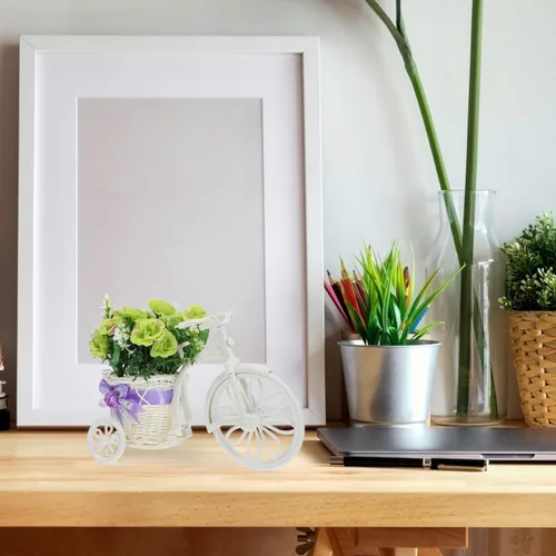 Vista 9 de STOBOK Soporte para plantas de bicicleta, soporte de flores artificiales en forma de bicicleta para escritorio, hogar, oficina, decoración, estante