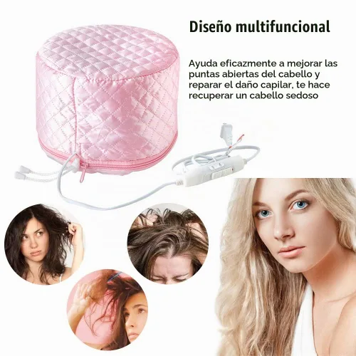 Vista 2 de Gorra para el cuidado del cabello, gorra de tratamiento térmico Yomagine Pink de 110 V, gorra de calor de acondicionamiento profundo, gorras