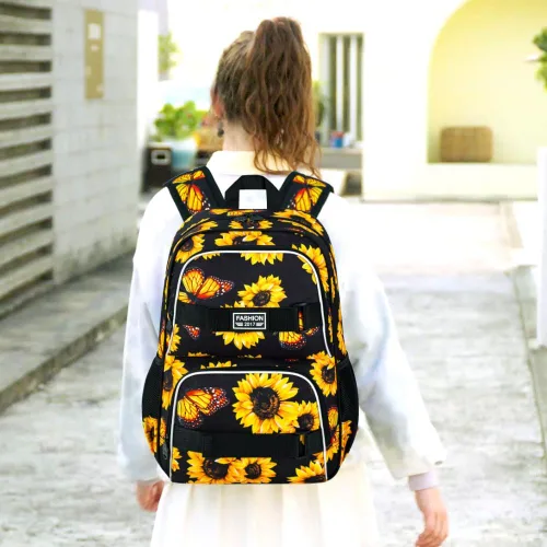 Vista 34 de Mochila para laptop, 16 pulgadas, bolsa escolar y bolsa de almuerzo, mochilas resistentes al agua para adolescentes, niñas, mujeres, estudiantes