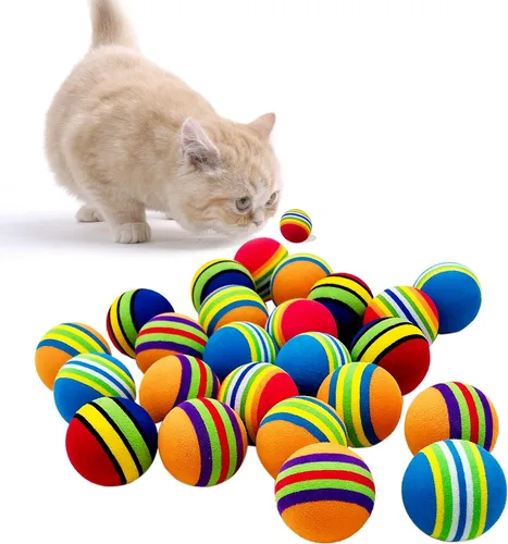 Vista 10 de PET SHOW Paquete de 100 bolas interactivas de juguete para gatos de interior, el mejor regalo favorito de gatitos, bola de espuma suave