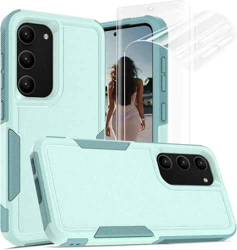 Vista 52 de Jeylly Funda para Samsung Galaxy S10 Plus S10+, ajuste delgado, doble capa, resistente, absorción de golpes, TPU con carcasa trasera de Negro