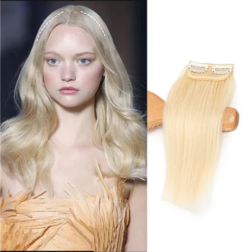 Vista 7 de Extensiones de cabello con clip de volumen real de cabello humano liso y sedoso, extensiones de cabello cortas y naturales invisibles para mujer