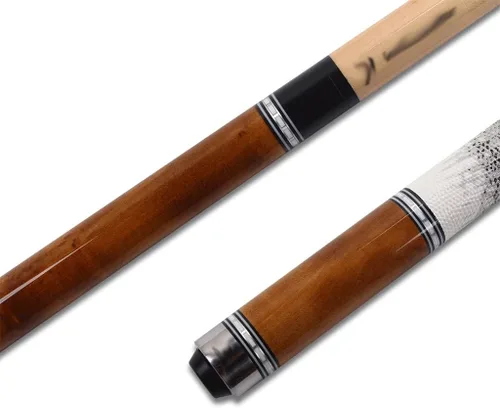 Vista 3 de Taco de billar de 58" 1/2 palo de madera de arce Birdeye con envoltura de piel de serpiente de 19 oz a 20 oz 0.512 in punta