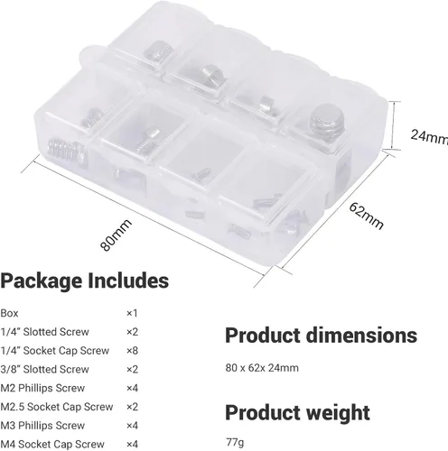Vista 7 de SMALLRIG Juego de tornillos para cámara, juego de tornillos de 26 piezas para accesorios de cámara AAK2326