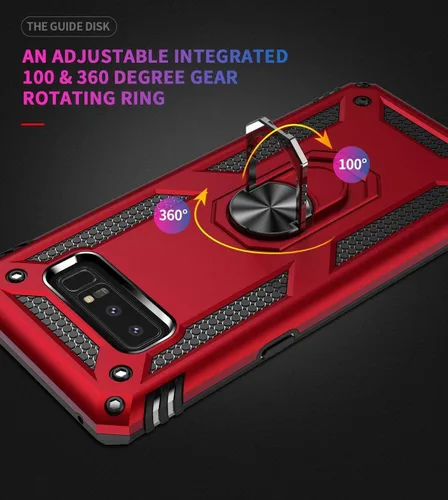 Vista 6 de YaHan Funda para Xiaomi Redmi Note 9, anillo giratorio de 360 grados, soporte híbrido, resistente, de doble capa, a prueba de golpes, con protector