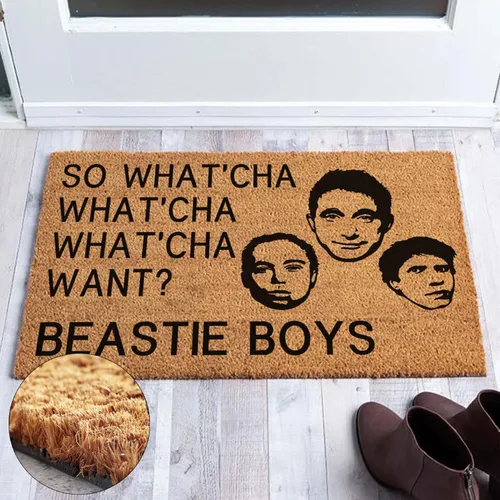 Vista 5 de Funny Beastie Boys 'So What'cha Want' Felpudo de bienvenida – Felpudo de fibra de coco, 23.6 x 15.7 pulgadas