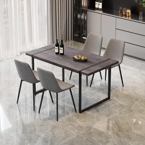 Vista 33 de Juego de mesa de comedor moderno para 4, juego de mesa y sillas de cocina de madera, juego de mesa de comedor de 5 piezas con 1 mesa de MDF y 4