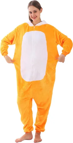 Vista 8 de ZOBAYOP Pijama unisex con capucha de animales para adultos para mujeres y hombres, disfraz de Halloween, cosplay, zorro