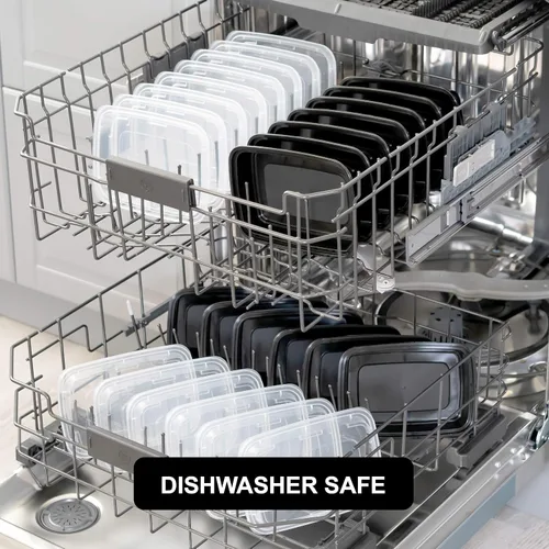 Vista 7 de Freshware Contenedores de preparación de comidas (paquete de 45) recipientes de almacenamiento de alimentos con tapas, caja Bento, apilables, aptos