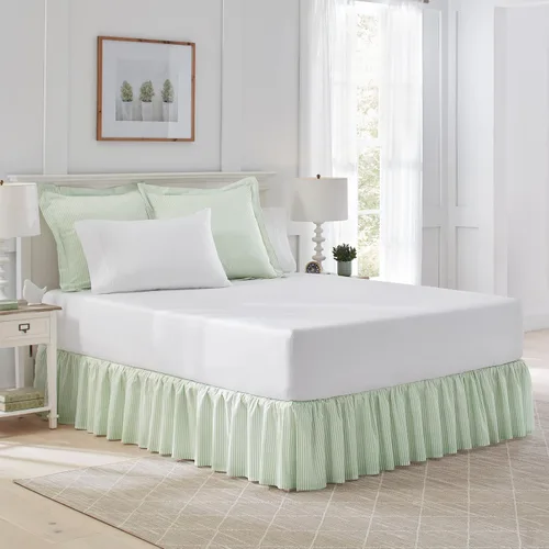 Vista 9 de Laura Ashley - Falda de cama individual, tela 100% algodón con una construcción suave y ligera, longitud de caída de 14.5 pulgadas, diseño de ropa