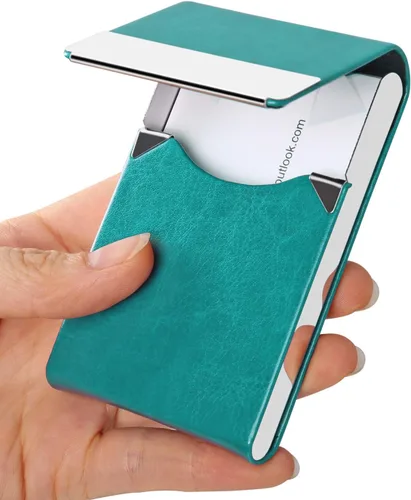 Vista 7 de JuneLsy Estuche para tarjetas de visita – Estuche profesional de piel sintética para tarjetas de visita de metal, tarjetero de bolsillo para hombres