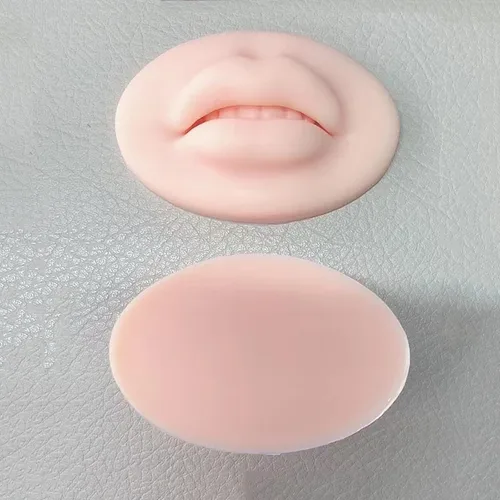 Vista 4 de Módulo de labios de práctica de tatuaje 3D, boca abierta con dientes, silicona suave, piel falsa realista, piel de práctica de microblading