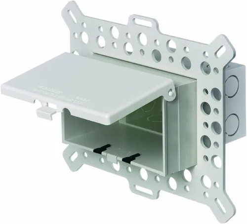 Vista 3 de Cubierta de caja eléctrica Arlington modelo DBVMA1C-1, impermeable, transparente y vertical con borde ajustable de 1/4 de pulgada a 2 y 1/2