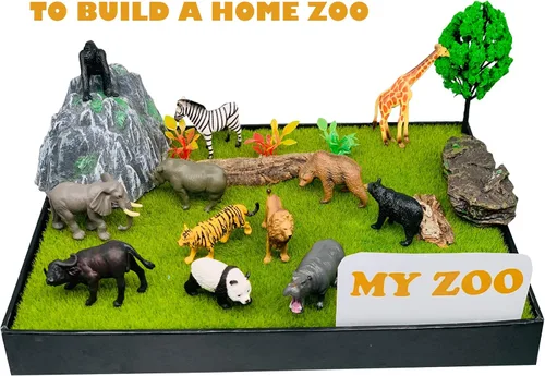 Vista 2 de 12 piezas de mini juguetes africanos de animales salvajes para niños, figuras realistas del mundo de safari, figuras de animales, juguete ideal