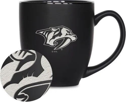 Vista 27 de Rico Industries NHL Hockey - Taza bistró de cerámica negra mate de 15 onzas