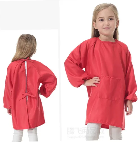 Vista 7 de Long Sleeve Painting Smock Apron Coat Cover with Adjustable Closure Red Protective Clothes for Watercolor Stain Prevention and Easy Cleaning