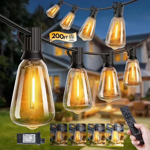 Vista 10 de Minetom Outdoor String Lights with Remote 37FT, ST38 Patio Lights