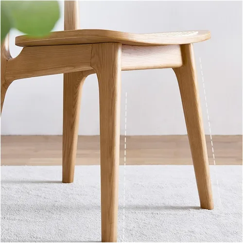 Vista 7 de sillas de comedor Silla de comedor de madera maciza para el hogar Simple Rattan Respaldo Taburete Hotel Maquillaje de madera Cocina moderna