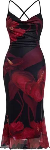 Vista 24 de SOLY HUX Vestido de malla floral para mujer, vestido largo para cóctel Estampado floral multicolor.