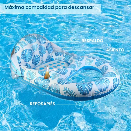 Vista 7 de COOLCOOLDEE Flotador de Piscina con Toldo UPF50+, Flotadores de Piscina Extra Grandes para Adultos de Alta Resistencia, Flotador Inflable