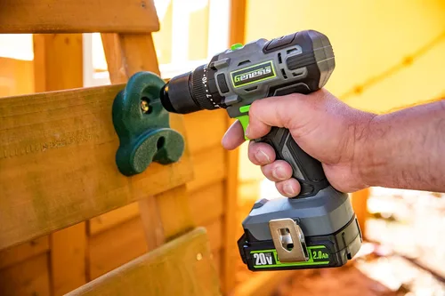 Vista 2 de Genesis 20V 1/2" Taladro inalámbrico con batería y cargador, portabrocas metálico con trinquete, 450 pulgadas-libras, batería y cargador de 2.0Ah