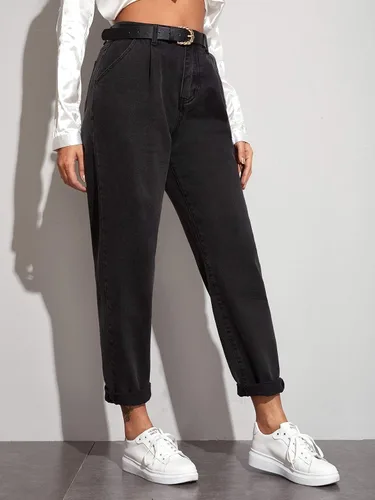 Vista 4 de Floerns Jeans para mujer de talle alto y pierna recta