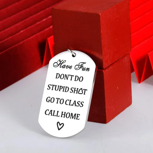 Vista 3 de VANLOVEMAC College Student Gifts Stocking Stuffers for Teen Boys Girls Don't Do Stupid Shitkeychain Christmas Brithday Gifts