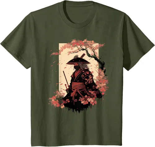 Vista 9 de Camiseta estética vintage samurái de arte japonés samurái retro cereza, Negro