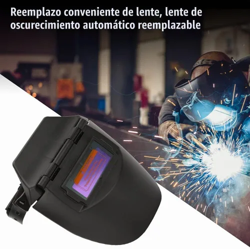 Vista 3 de Casco de soldadura con oscurecimiento automático, funciona con energía solar para soldadura de gas eléctrica, arco de argón MIG con amplio rango