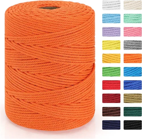 Vista 17 de Cordón de macramé de 0.157 in x 328 yardas Cuerda de macramé 100% algodón natural Cuerda de algodón trenzado de 4 hebras para manualidades, Beige