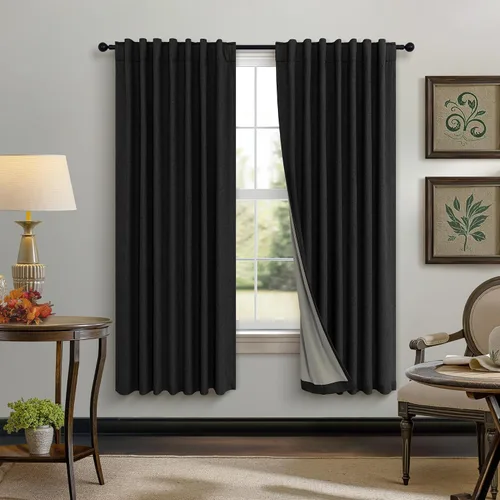 Vista 48 de Pitalk Cortinas cortas 100% opacas de lino para cafetería, 40 pulgadas de largo, 2 paneles, cortinas de puerta francesa para ventana, cortina