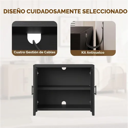 Vista 5 de Bestier Aparador moderno de 37" con almacenamiento, roble negro