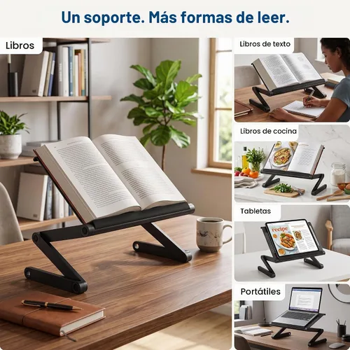 Vista 8 de Escritorio portátil y ajustable, ideal para libros. ergonómico. Color Plata