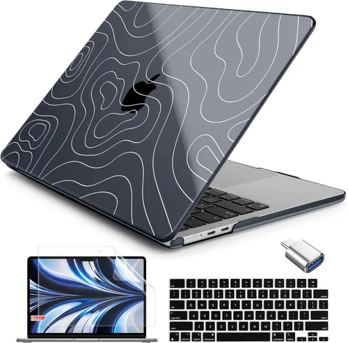 Vista 34 de Batianda AstroGrid - Funda para MacBook Air de 13.6" M2-M5 Chip, Galaxy Líneas abstractas