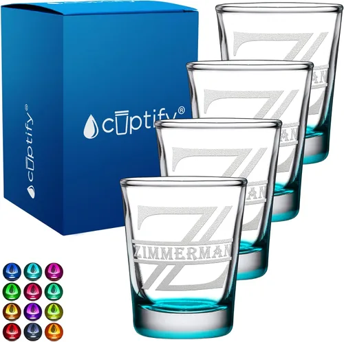 Vista 30 de Cuptify Inicial de cristal con monograma y nombre de 2 onzas, parte inferior negra grabada con texto personalizado para regalos, bodas, cumpleaños