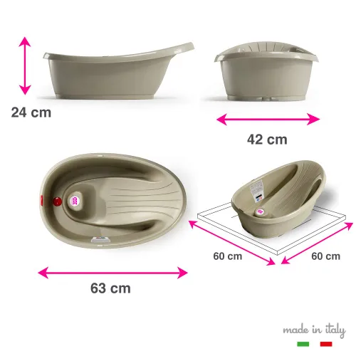 Vista 3 de OKBABY Splash - Baño para bebé, base antideslizante con termómetro digital de cristal líquido microencapsulado integrado, soporte de espalda en Gris