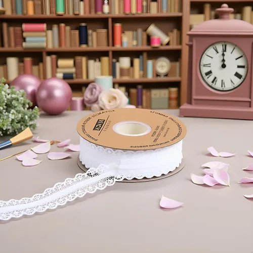 Vista 4 de Cinta de encaje blanco crema de 1.2 pulgadas de ancho x 50 yardas de tela de encaje con patrón vintage, perfecta para envolver regalos