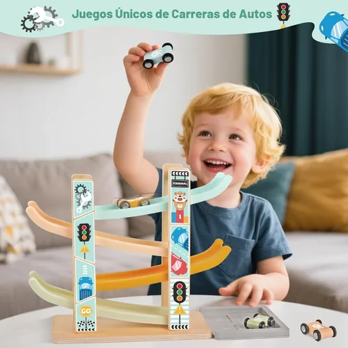 Vista 4 de Juguetes de madera Montessori para niños pequeños de 1 a 3 años, juguete de martillado y golpeo para bebés con xilófono y juego de pesca, pista