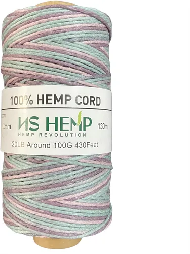 Vista 8 de 【 NS HEMP 】 Cordón de cáñamo 100% para la fabricación de joyas, cordón de cáñamo de 0.039 in, 426.5 ft (29# California Sky)