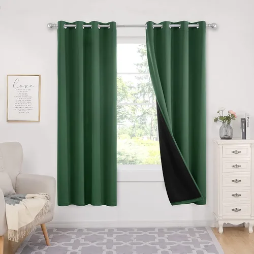 Vista 67 de Deconovo cortinas blackout 100 % con forro totalmente negro con aislamiento térmico de doble capa, oscurecimiento de la habitación, ahorro