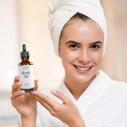 Vista 4 de Aceite de Buriti 100% puro y natural, sin refinar, prensado en frío para cara, piel seca, uñas, labios, cuerpo y cabello, reduce la rotura