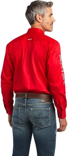Vista 2 de ARIAT Camisa de sarga ajustada con logotipo del equipo para hombre