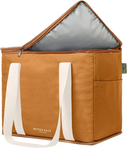 Vista 3 de Nook Theory Bolsa de comestibles reutilizable aislada – a prueba de fugas, bolsa enfriadora grande – Bolsas de compras aisladas para comestibles