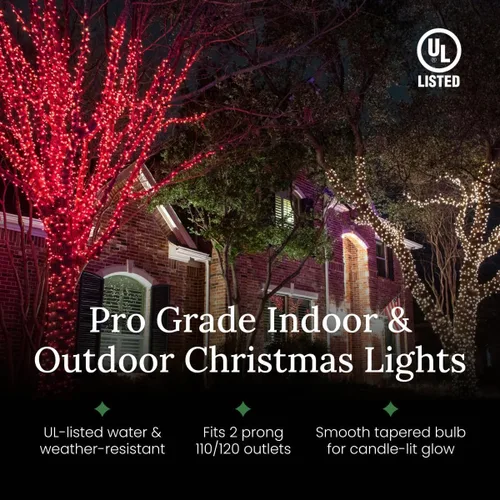 Vista 3 de Pro Christmas T5 LED Luces de Navidad - Juego de 70 luces de 5mm clásicas - Luces de fiesta profesionales de grado comercial