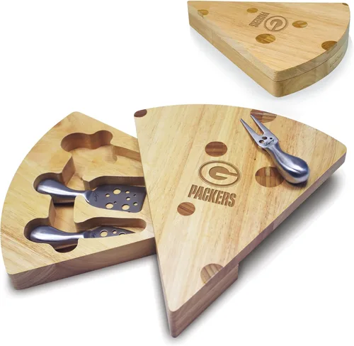 Vista 3 de PICNIC TIME Green Bay Packers - Juego de tablas de cortar y herramientas de queso suizo