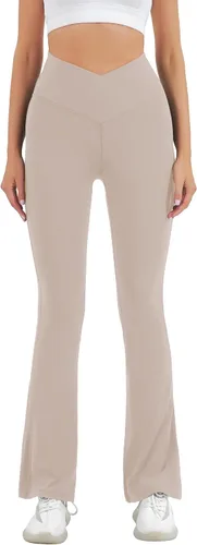 Vista 86 de HEGALY Pantalones de yoga acampanados para mujer, leggings cruzados, suaves, de cintura alta, pantalones casuales de entrenamiento con corte de bota