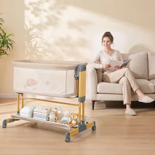 Vista 9 de Ezebaby Cuna mecedora 3 en 1, moisés estable y seguro Beige