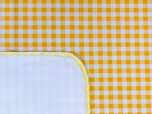 Vista 5 de Alux - Mantel de tela de hule a cuadros, amarillo, vinilo de plástico PVC, mantel de plástico, mantel de hule mexicano (círculo de 55 pulgadas)