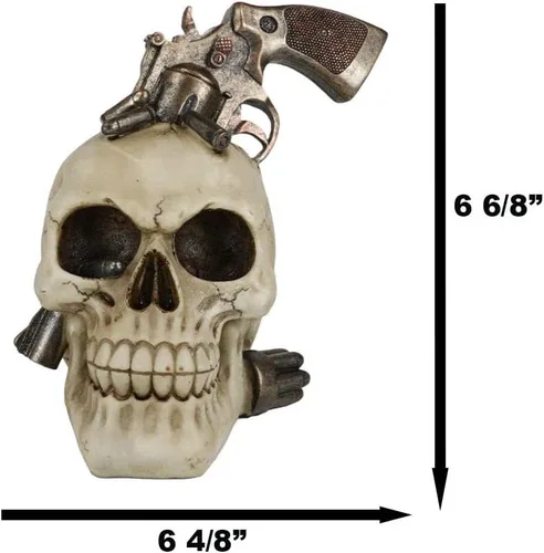 Vista 3 de Ebros Gift Figura de vaquero occidental con pistola y balas, figura de 6.75 pulgadas de alto, estatua de esqueleto del oeste salvaje para decoración