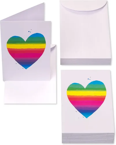 Vista 2 de American Greetings Tarjetas en blanco con sobres, papelería de corazón arcoíris (48 unidades)